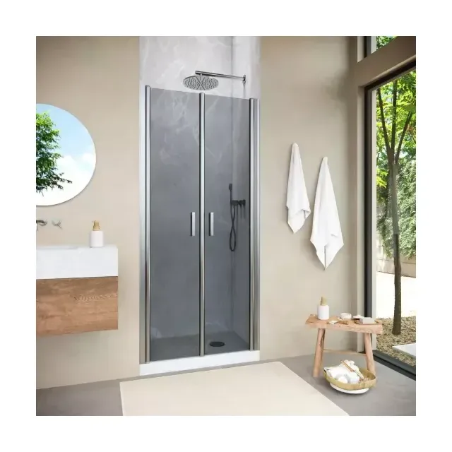 Дверь в душевой проем E2P NOVO h2000 120 04 07 профиль никель стекло графит