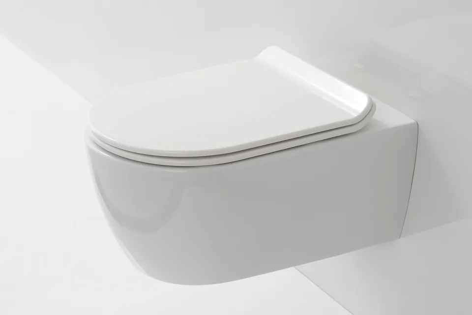 Унитаз SSWW CT2039V-B (550*365*330) подвесной БЕЗОБОДКОВЫЙ с тонкой крышкой, с функцией биде, 1 мест