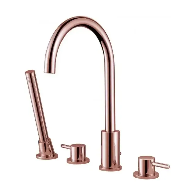 Смеситель на борт ванны ABBER Wasser Kreis AF8113RG на 4 отверстия, розовое золото