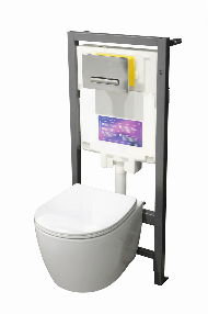 Комплект унитаз подвесной Galaxy RML SLM + инсталляция OLI (прямоугольная глянцевая хром. кнопка) SANITA LUXE