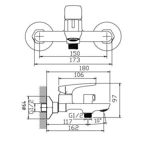 Смеситель Knotlor Слайд/Slide KN-82/GM для ванны и душа с душевыми аксессуарами вороненая сталь