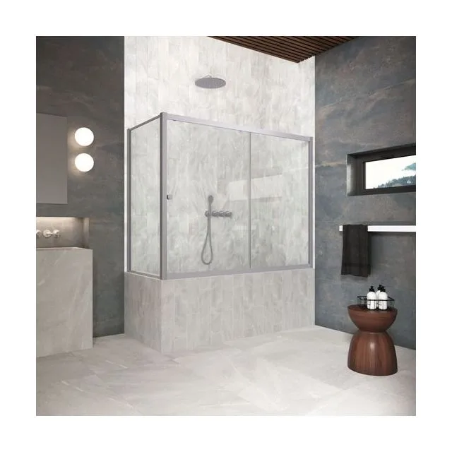 Шторка на ванную ZV+ZVF Protec 190*80 07 01, профиль матовый хром, стекло прозрачное