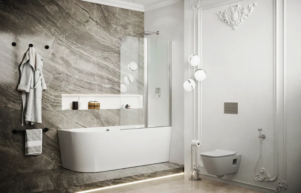 Шторка для ванны Ambassador Bath Screens 16041118 (90х140) хром,стекло прозрачное,распашная-складная,1 место