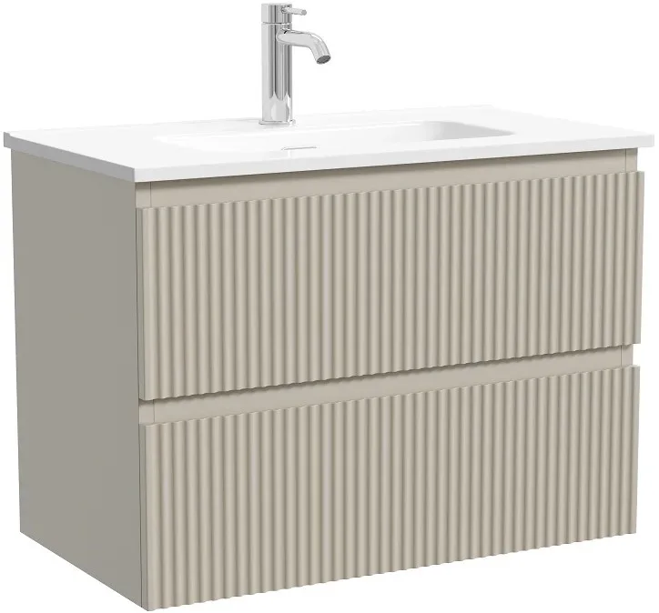 Тумба под раковину Sancos Сноб Р 390 (Snob R 390) SNR70/39CE 70 см подвесная универсальная 2 ящика бежевый матовый (beige soft)