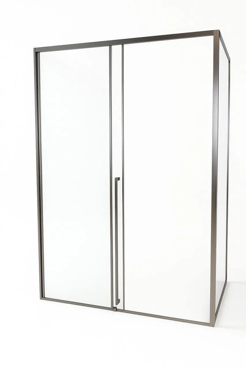 Timo Душевая дверь TDSS-120/13C-8R, раздвиж 1200*2000, проф никель + торцевое стекло TSS-900/13C-8 900*2000, проф никель