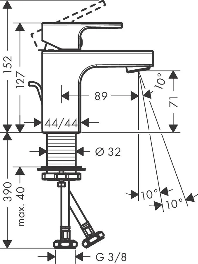 Смеситель Hansgrohe Vernis Shape 71560000 для раковины с донным клапаном хром