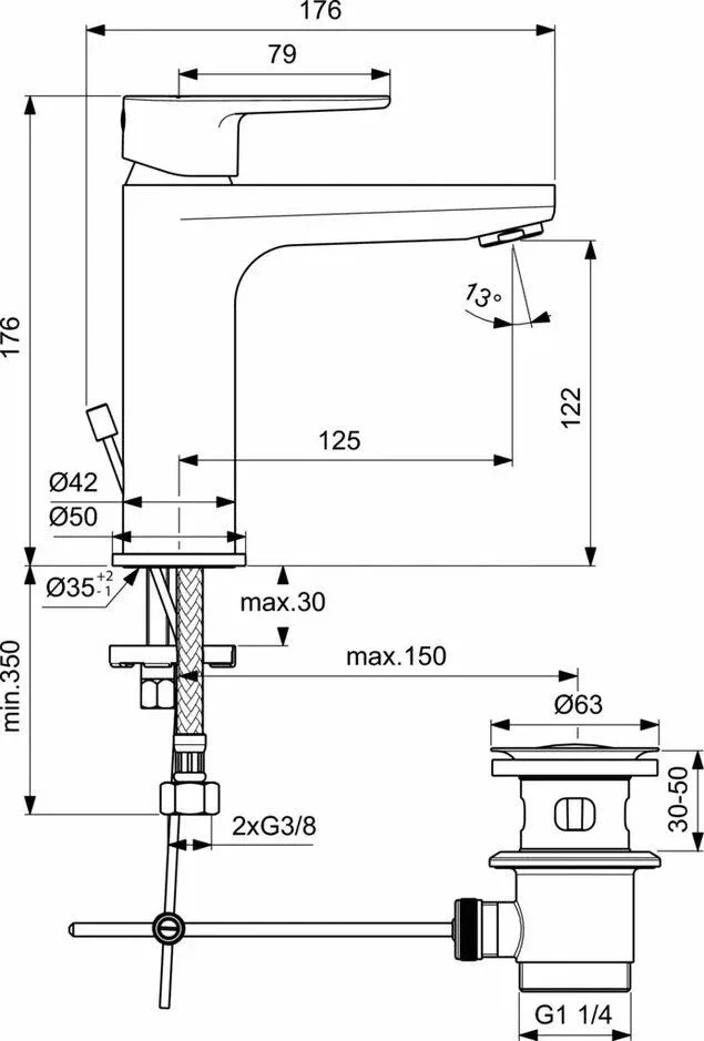 Душевой комплект Ideal Standard Ceratherm T25 BC984AA хром