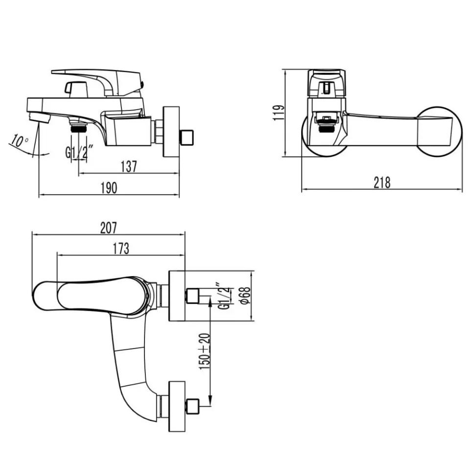 Смеситель Lemark Shift LM4334C для ванны и душа хром