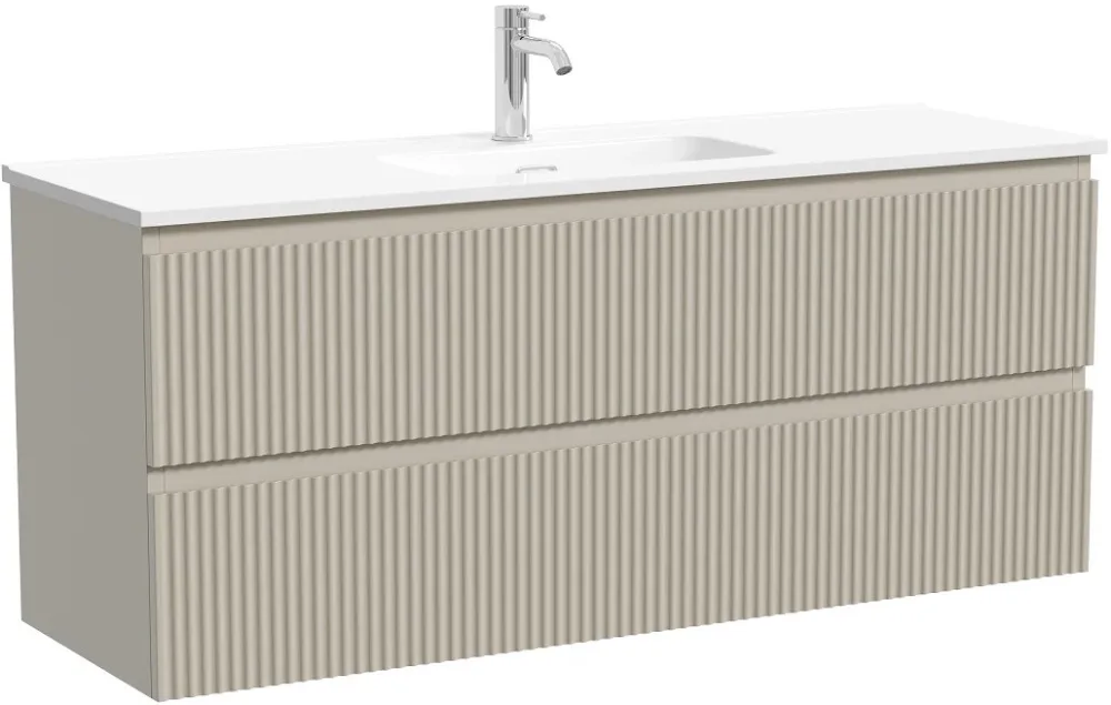 Тумба под раковину Sancos Сноб Р 390 (Snob R 390) SNR120/39CE 120 см подвесная универсальная 2 ящика бежевый матовый (beige soft)