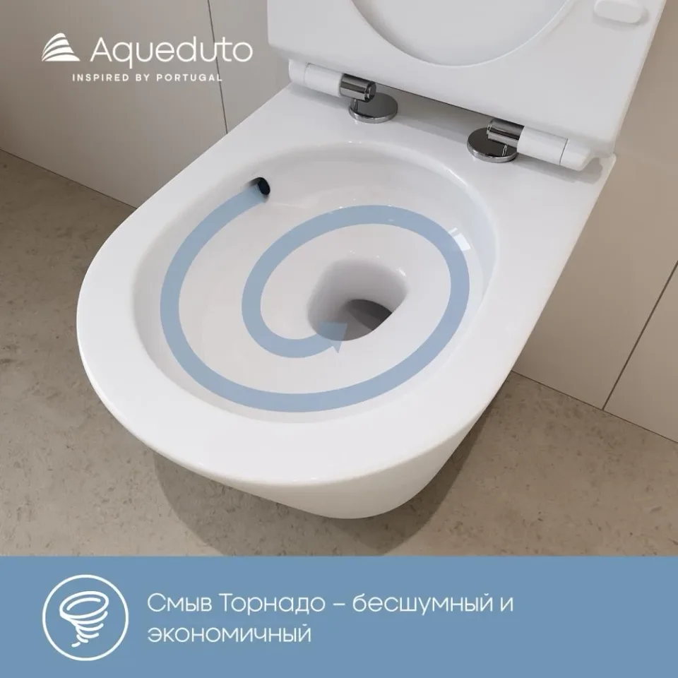 Комплект инсталляции Aqueduto Техника Ново (TECNICA Novo) с безободковым унитазом ОВО Торнадо (OVO Tornado) белый глянец, клавиша смыва Циркуло Ново (CIRCULO Novo) глянцевый хром