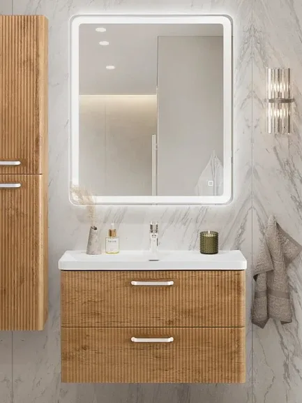 Комплект мебели BelBagno Дуэ (Due) 80 натуральный дуб,ручки белые