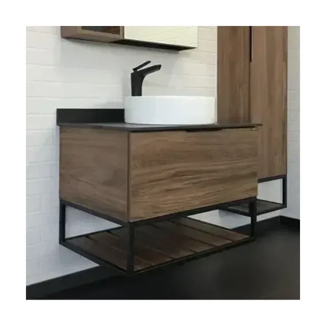 Тумба с раковиной Comforty Порто 75 дуб темно-коричневый с черной столешницей (раковина Comforty 9110)