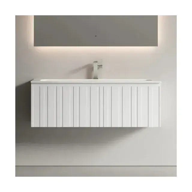 Тумба под раковину Sancos Ламель (Lamel) LM120W 120 см подвесная универсальная 1 ящик белый матовый
