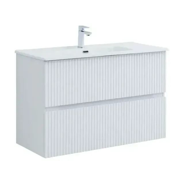 Тумба с раковиной Aquanet Джейн 100 белый матовый (раковина Flat 100)