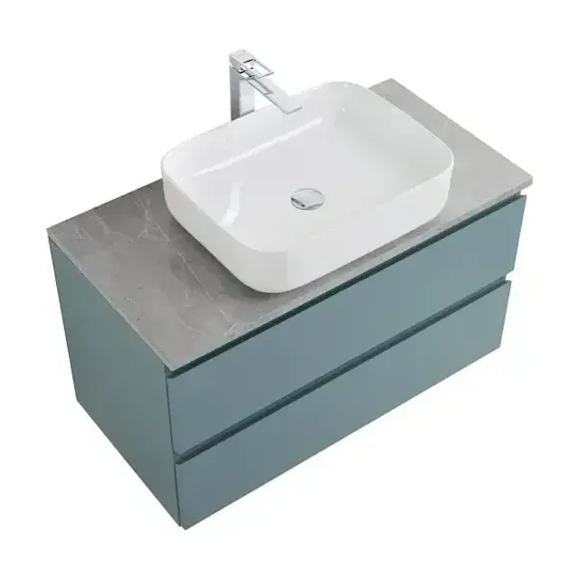 Комплект мебели BelBagno Крафт (Kraft) 80 голубой матовый (столешница серый глянцевый мрамор)