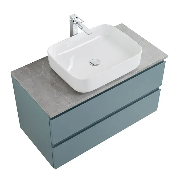 Комплект мебели BelBagno Крафт (Kraft) 80 голубой матовый (столешница серый глянцевый мрамор)