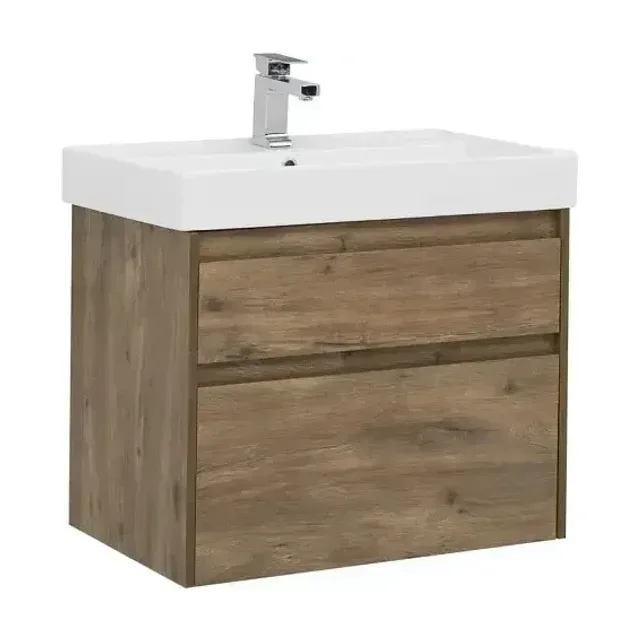 Тумба с раковиной Aquanet Nova Lite 75 дуб рустикальный (2 ящика) (раковина Латина 75)