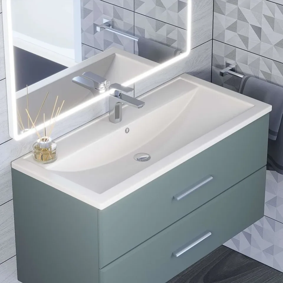 Встраиваемая раковина Uperwood Foster Quartz 100*45,5 белая матовая, жасмин