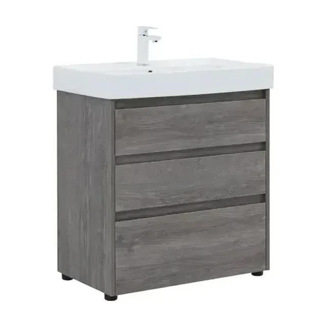 Тумба с раковиной Aquanet Nova Lite 75 дуб рошелье (3 ящика) (раковина Латина 75)