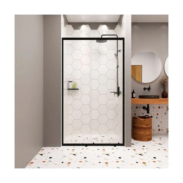 Душевая дверь в нишу Domani-Spa DoorCube 100, 100×190 см, прозрачное стекло, графитовый профиль, без поддона