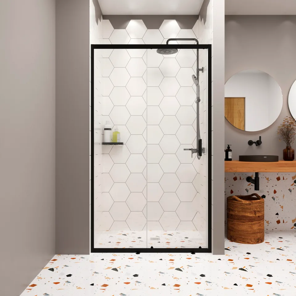 Душевая дверь в нишу Domani-Spa DoorCube 100, 100×190 см, прозрачное стекло, графитовый профиль, без поддона