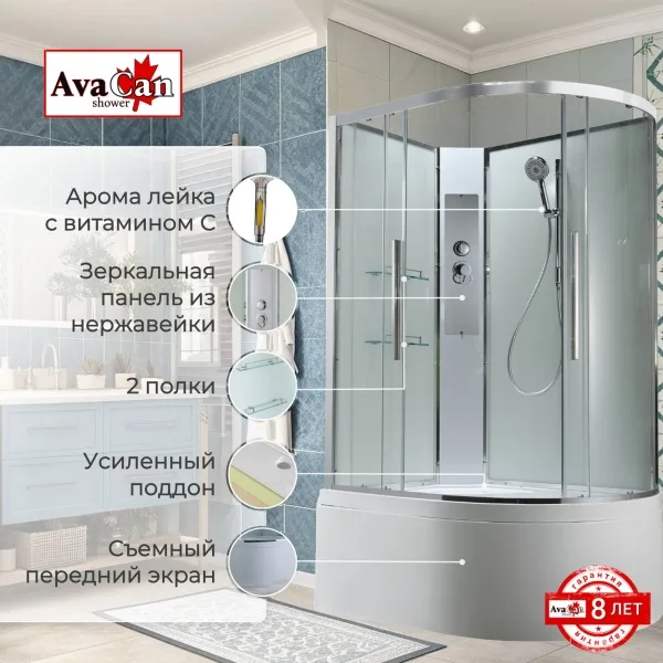 AvaCan Душевая кабина EM5811LNT без крыши прозрачная