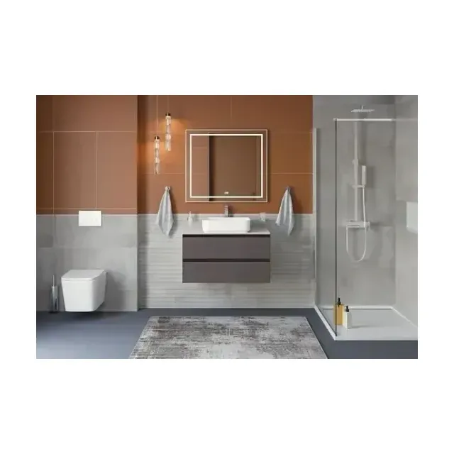 Комплект мебели BelBagno Крафт (Kraft) 80 темно-серый матовый (столешница белый матовый)
