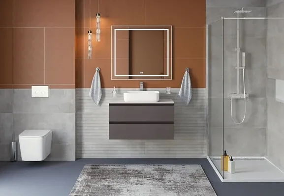 Комплект мебели BelBagno Крафт (Kraft) 80 темно-серый матовый (столешница белый матовый)