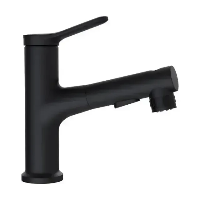 Смеситель BelBagno BB-LVMD-NERO-W0 для раковины с выдвижным изливом,черный матовый