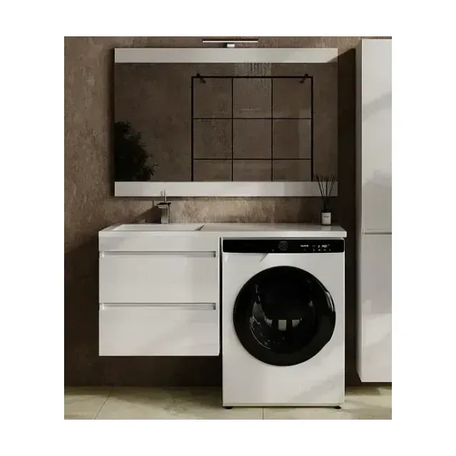 Комплект мебели Style Line Даллас Леон 120 L подвесной белый глянец под стиральную машину