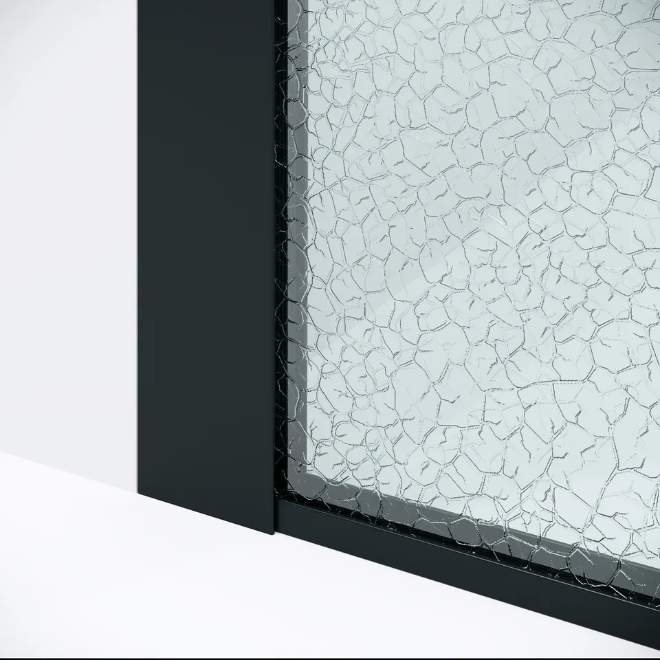 Душевая перегородка Niagara Nova NG-781-90BLACK (90х200) черный матовый,стекло эффект битого стекла,1 место