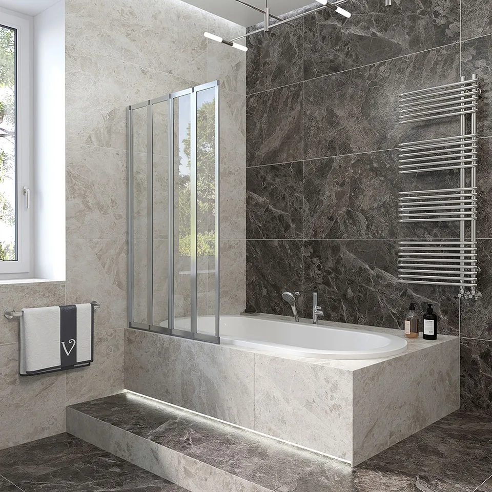 Шторка на ванну Veconi PL74L-90-01-19C4 90×150 см, профиль хром