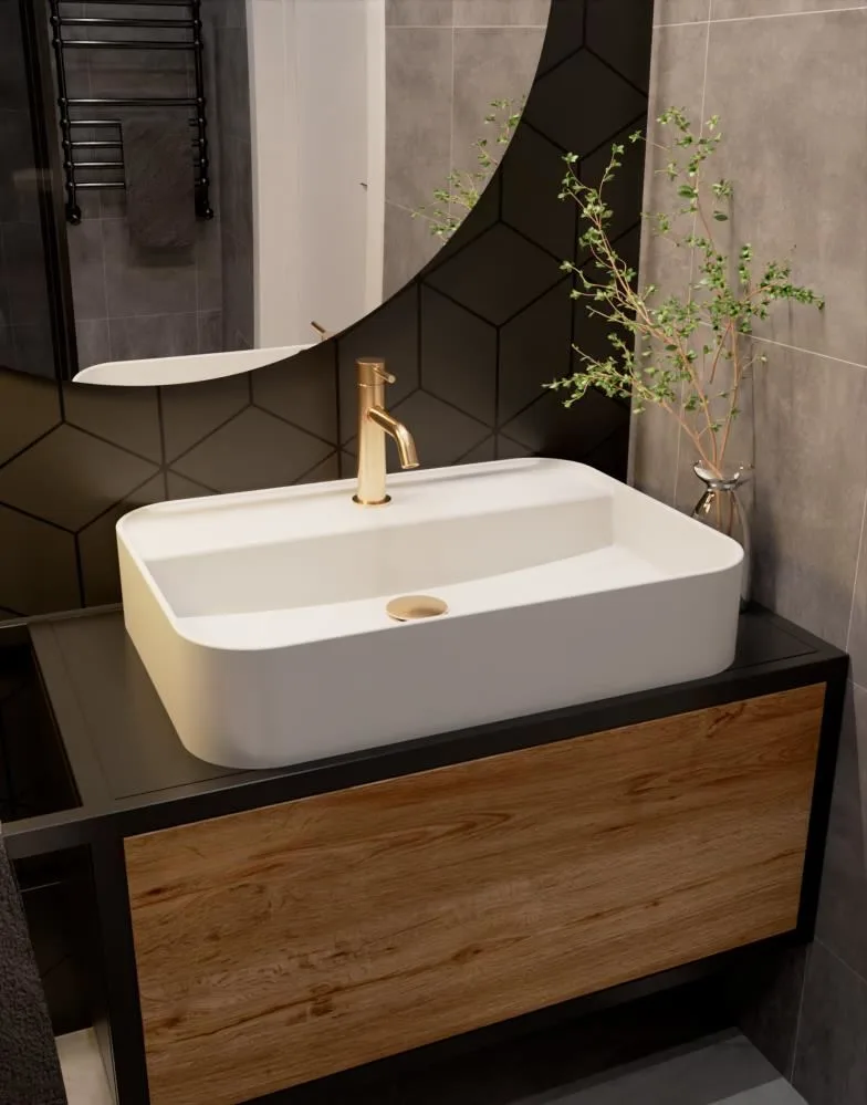 Смеситель AQUAme Сиена (Siena) AQM6210GG для раковины золото глянцевое