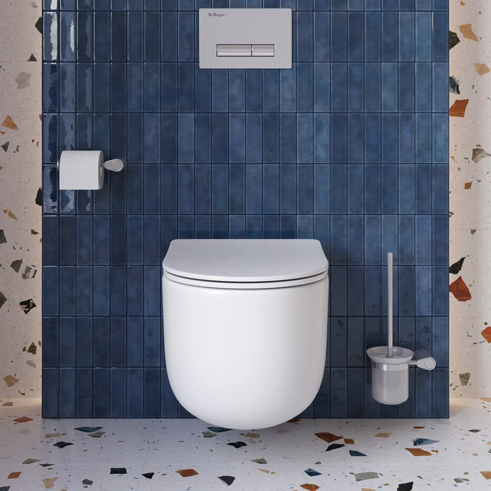 Унитаз подвесной безободковый с сиденьем и смывом TORNADO BelBagno SOFT-TOR BB084CH-TOR/SC