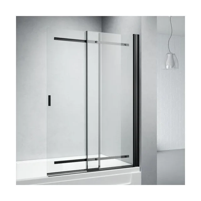 Шторка на ванну Veconi PL88B-90-01-C8 90×140 см, профиль чёрный матовый