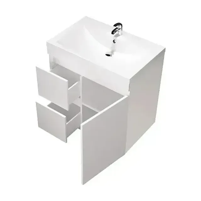Тумба с раковиной 1Marka Кьюб (Cube) 75Н, белый глянец