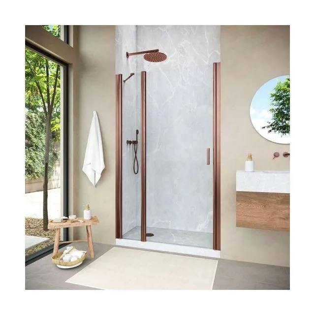 Душевая дверь Vegas-Glass EP-F-1 NOVO 150×200 см, медь брашированная, стекло прозрачное
