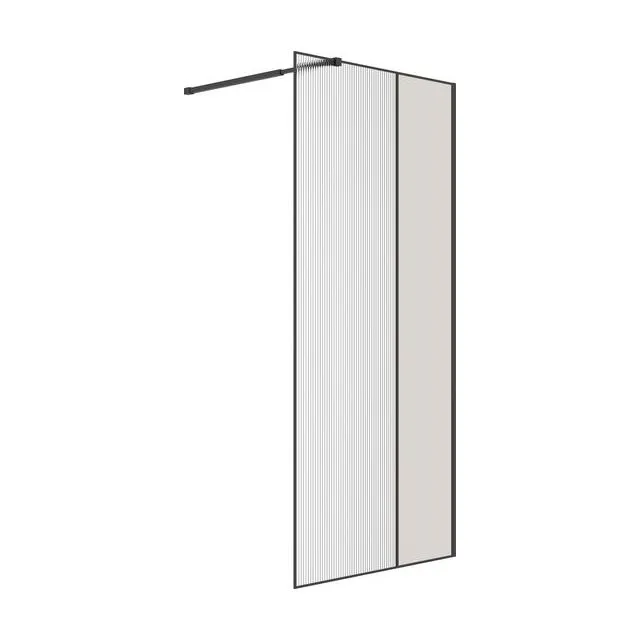 Душевая перегородка Niagara Nova NG-481-10FBLACK (100х200) черный матовый,стекло рифленое/тонированное