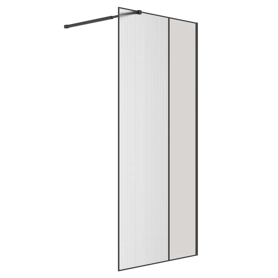Душевая перегородка Niagara Nova NG-481-10FBLACK (100х200) черный матовый,стекло рифленое/тонированное,1 место