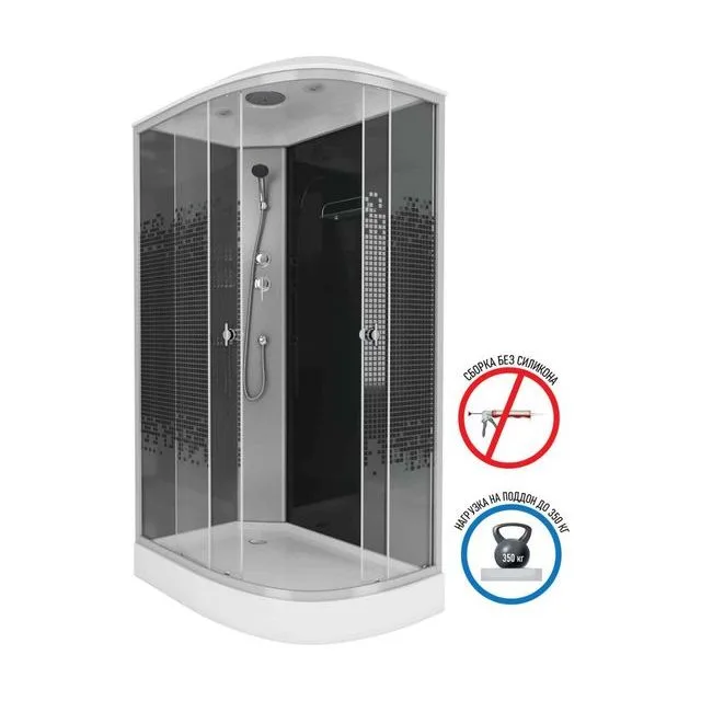 Душевая кабина Niagara Eco NG-4512-14L BLACK (120х80х215) низкий поддон(13см),стекло мозаика
