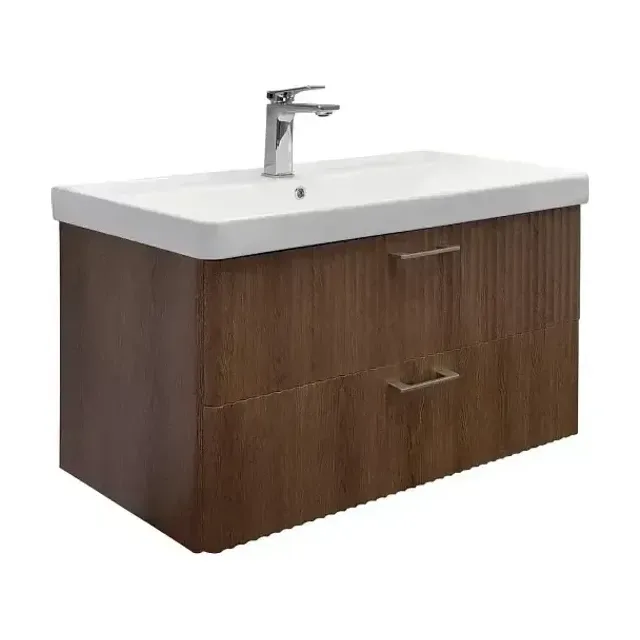 Тумба с раковиной Comforty Ангара 90П дуб темно-коричневый (раковина Comforty 4490)