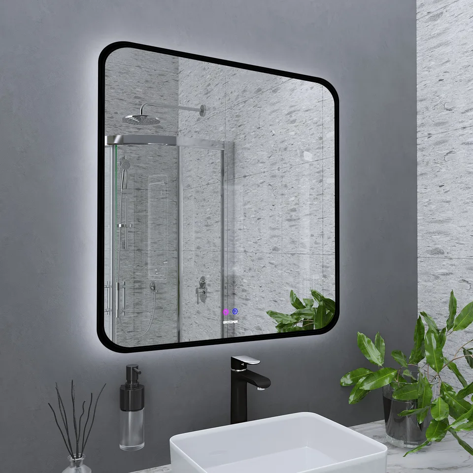 Зеркало ELEGANS-норма BLACK (800*800*45) LED с сенсорным выключателем и подогревом