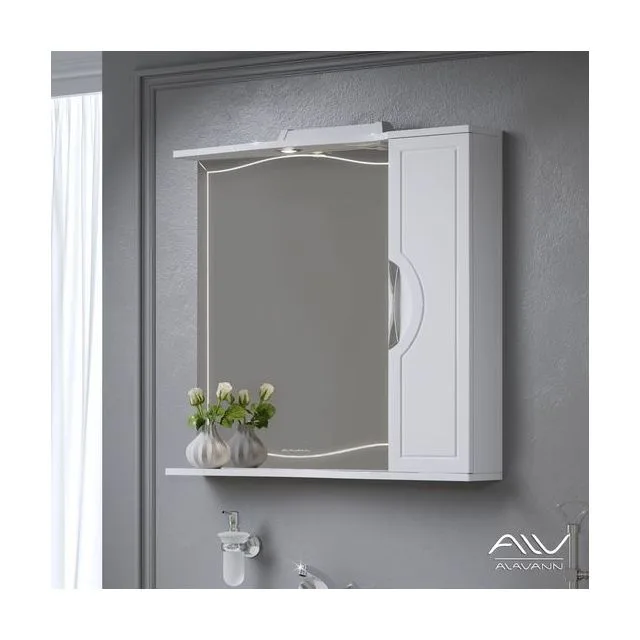Зеркало-шкаф Alavann Monaco 80 см АЗ-1601-0800-01 белый