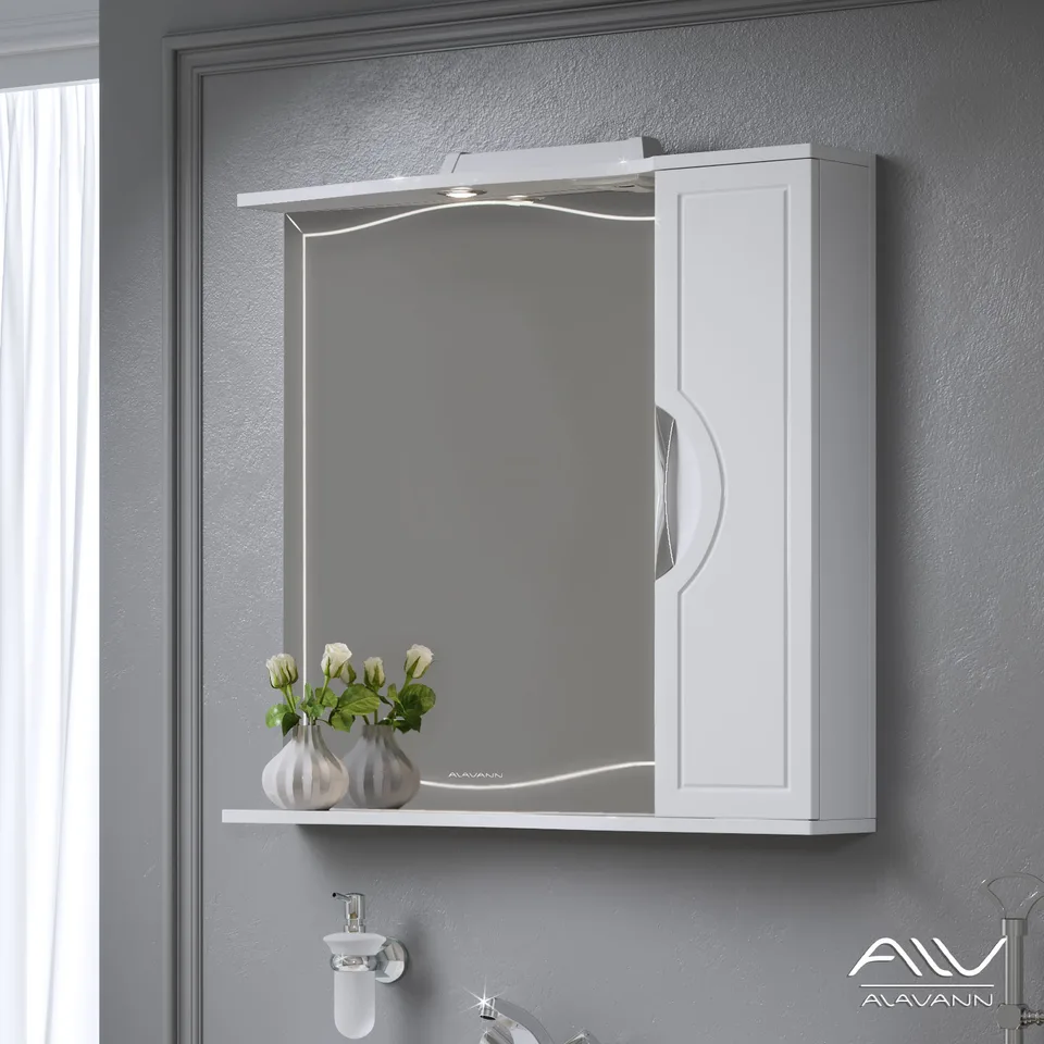 Зеркало-шкаф Alavann Monaco 80 см АЗ-1601-0800-01 белый