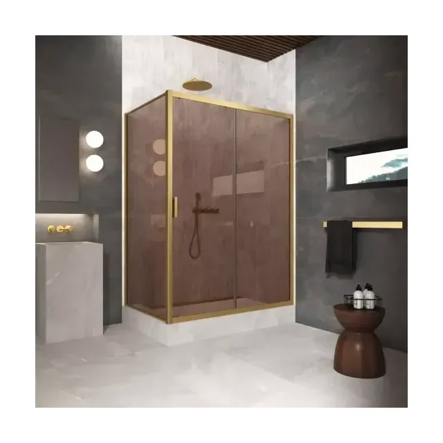 Душевой уголок ZP+ZPV Protec 125*100 03 05, профиль золото матовое, стекло бронза