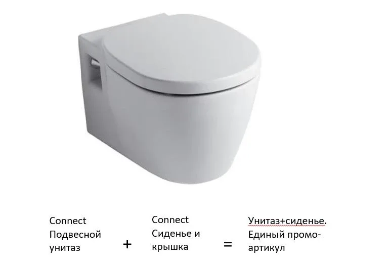 Подвесной унитаз Ideal Standard Connect W941102 36,5*54,5 с крышкой-сиденьем микролифт