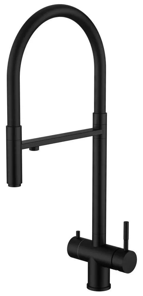 Смеситель Knotlor Бесконечность/Infinity SS-16/BL для кухни с функцией подключения фильтра черный матовый