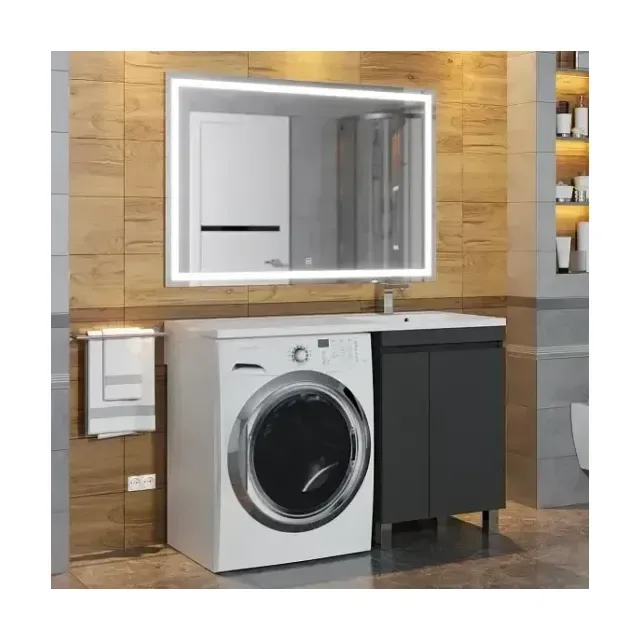Комплект мебели Uperwood Magenta 120 под стиральную машину напольный, черный, с дверцами R