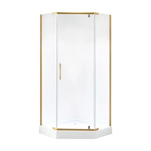 Душевое ограждение Niagara Nova NG-6434-08GOLD (100х100х195) трапеция,золото,двери распашные,стекло прозрачное