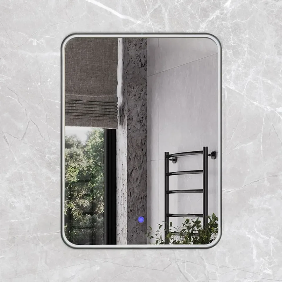 Зеркало Comforty Сириус 60 LED-подсветка, в черной алюминиевой раме, холодный свет, сенсор
